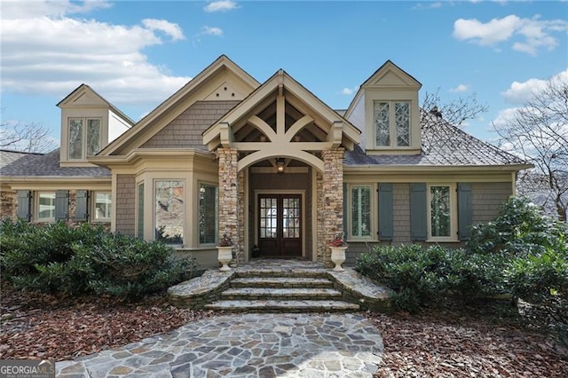 property entrance with french doors