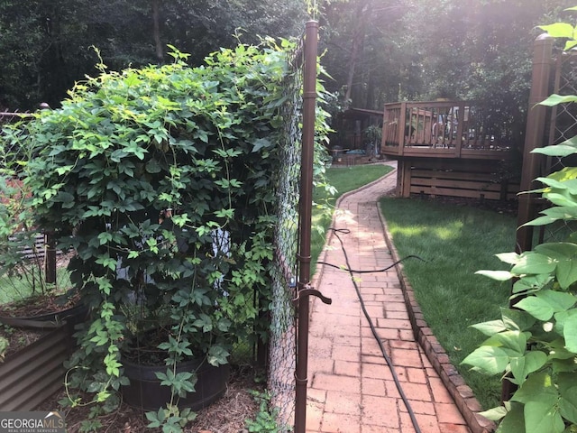 view of yard featuring a deck