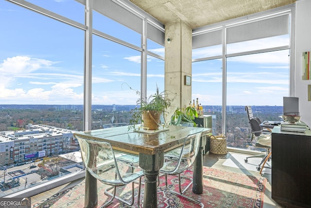 sunroom with a view of city