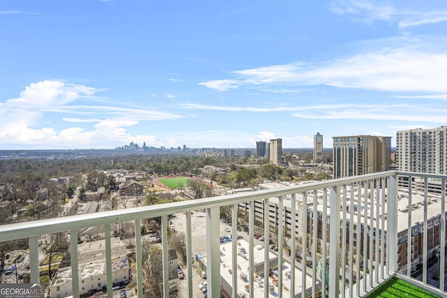 balcony featuring a view of city