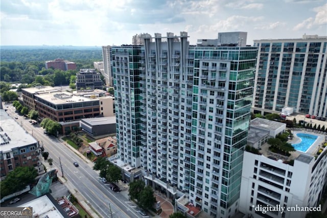 bird's eye view featuring a city view