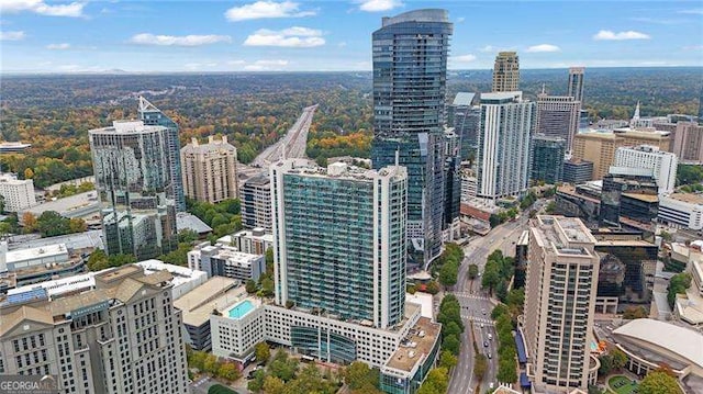 aerial view featuring a view of city