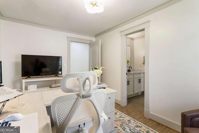 living room featuring light wood-style flooring and baseboards