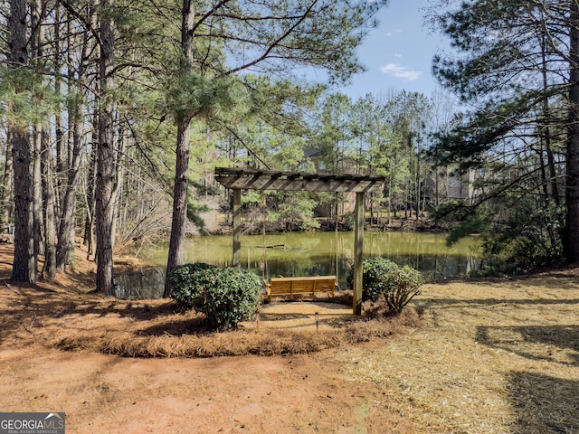 view of yard with a water view