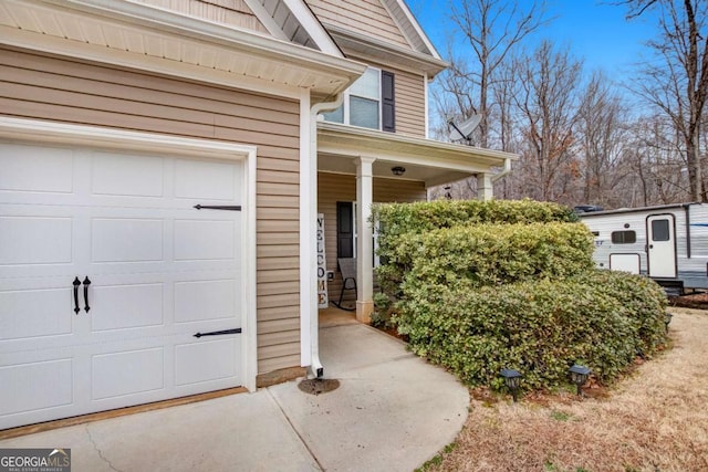 exterior space featuring an attached garage