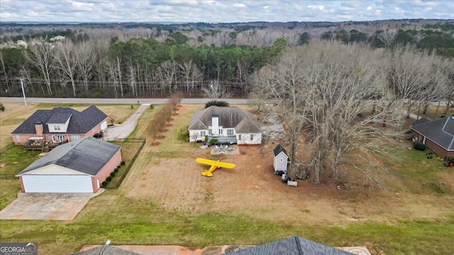 drone / aerial view with a forest view