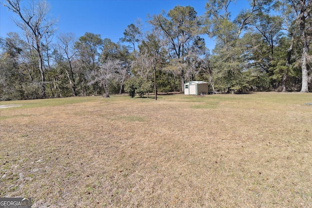 view of yard featuring a storage unit and an outdoor structure