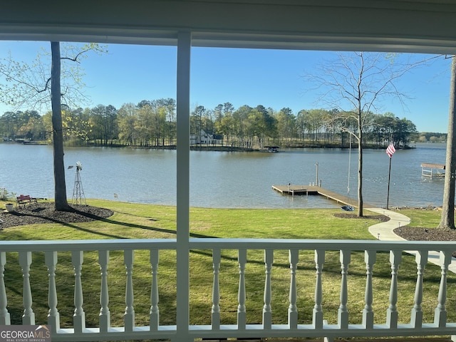 property view of water with a boat dock