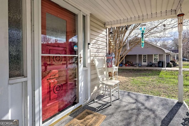 exterior space with covered porch