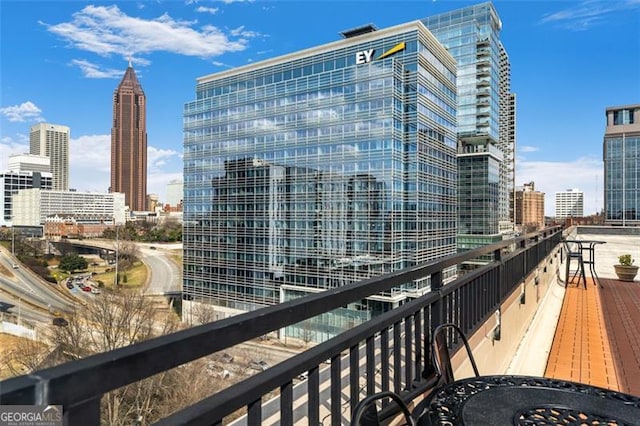 balcony with a view of city