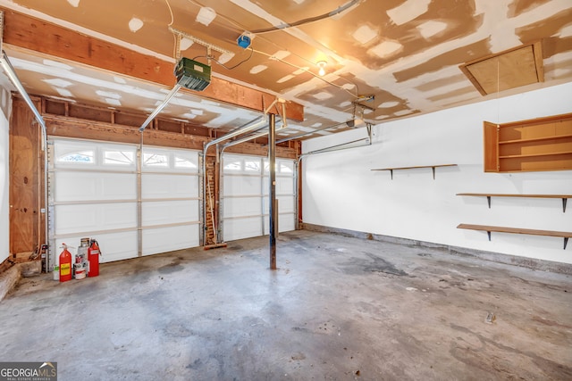 garage with a garage door opener