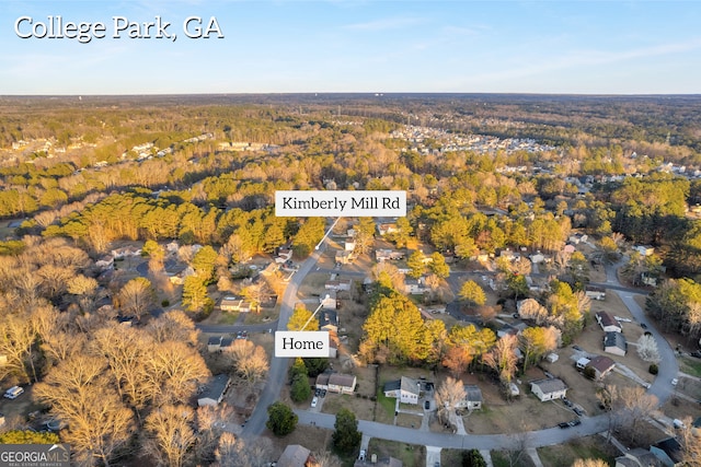 aerial view with a forest view