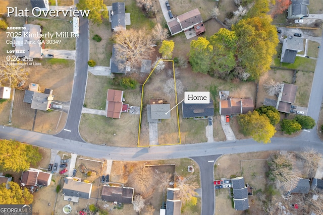 bird's eye view with a residential view