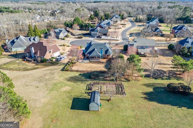 bird's eye view with a residential view