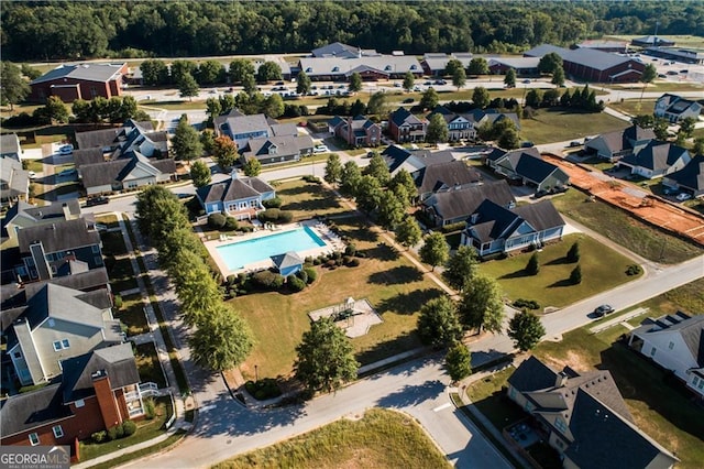 aerial view featuring a residential view