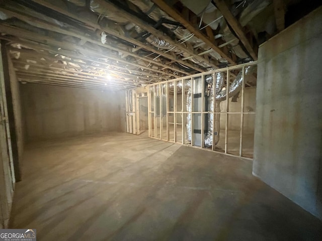 view of unfinished basement