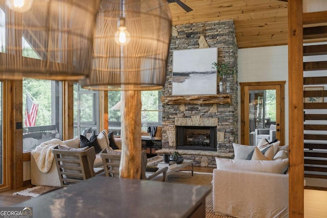 living area featuring wood finished floors and a wealth of natural light