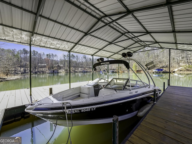 dock area featuring a water view