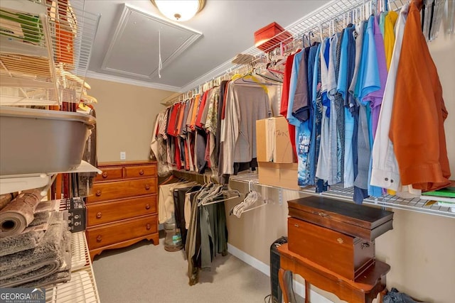 spacious closet with attic access