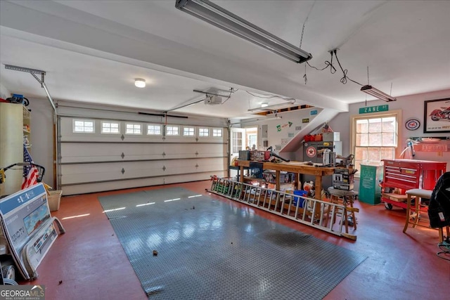 garage with a garage door opener