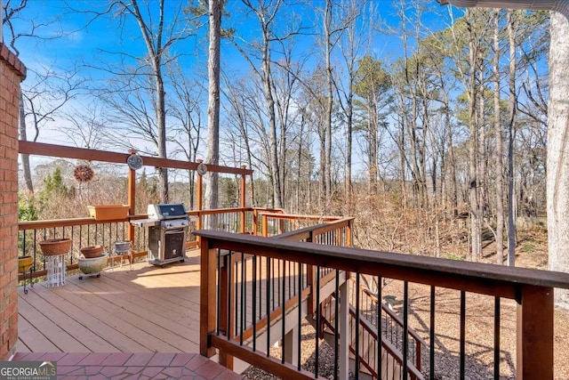 deck featuring area for grilling