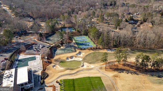 bird's eye view with a forest view