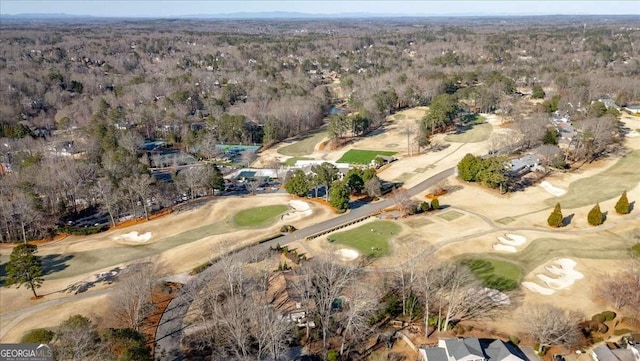 aerial view featuring view of golf course