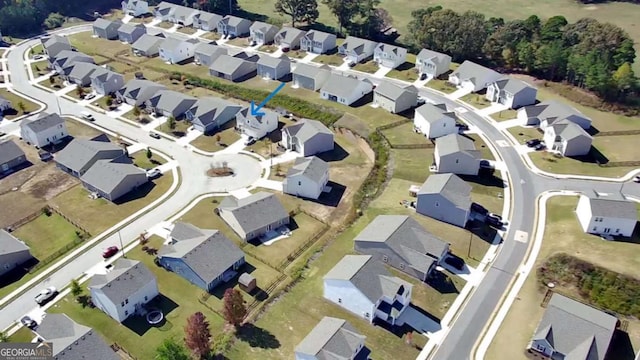 aerial view with a residential view