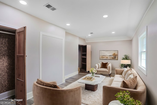 484 Martin St SE, Atlanta, GA 30312 - living room with visible vents, recessed lighting, baseboards, and wood finished floors