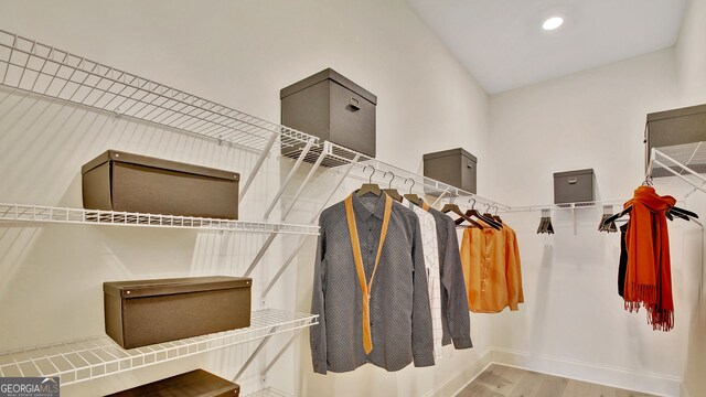 spacious closet featuring wood finished floors