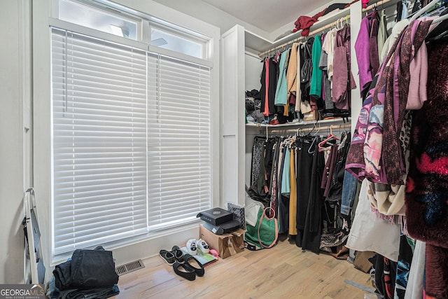 walk in closet featuring wood finished floors