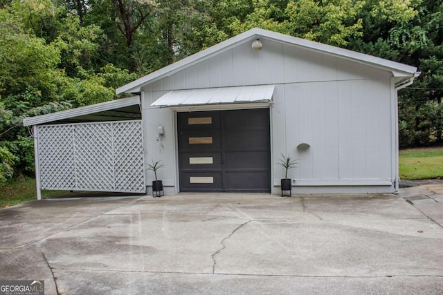 garage with driveway