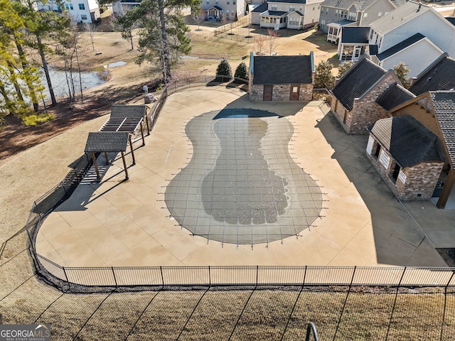 bird's eye view with a residential view