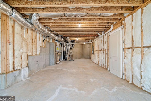 view of unfinished basement