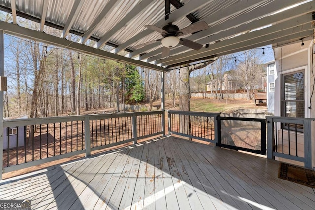 wooden terrace with ceiling fan