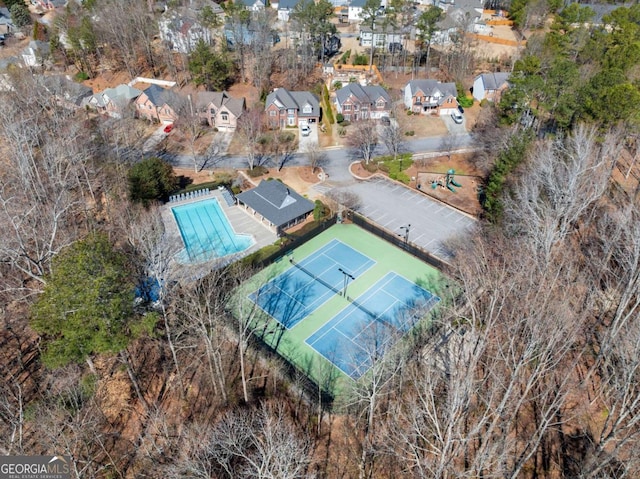 drone / aerial view with a residential view