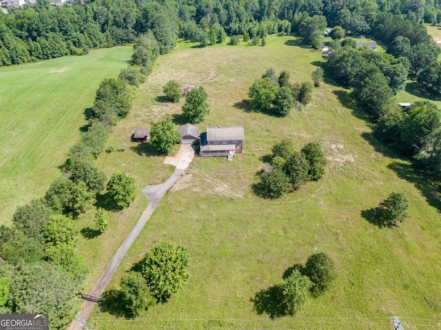 aerial view with a rural view