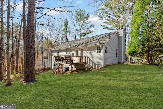 exterior space featuring stairway and a wooden deck