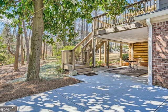 view of patio featuring stairs