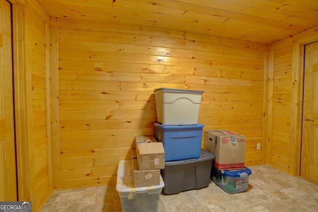 storage room with a sauna