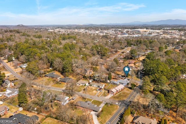 aerial view with a mountain view