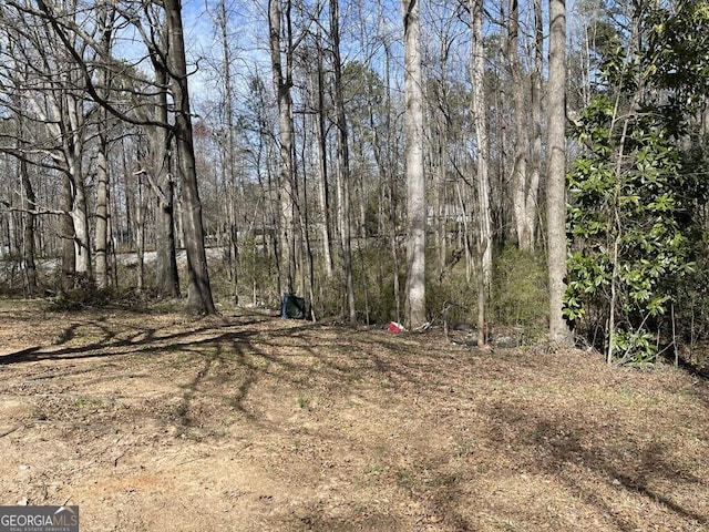 view of yard with a view of trees