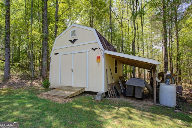 6935 Autumn Hills Dr, Cumming, GA 30028 - view of shed with a forest view