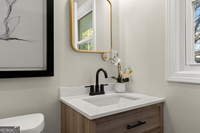 bathroom with toilet and vanity