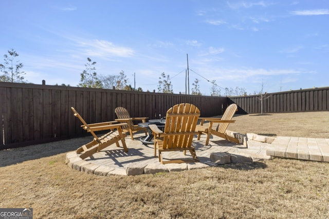 view of patio with a fenced backyard