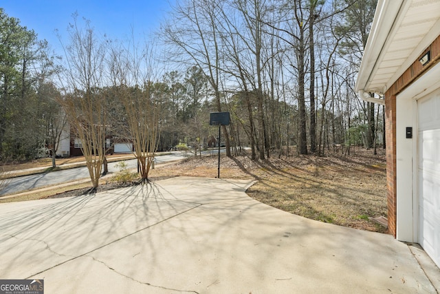 view of patio / terrace with a garage