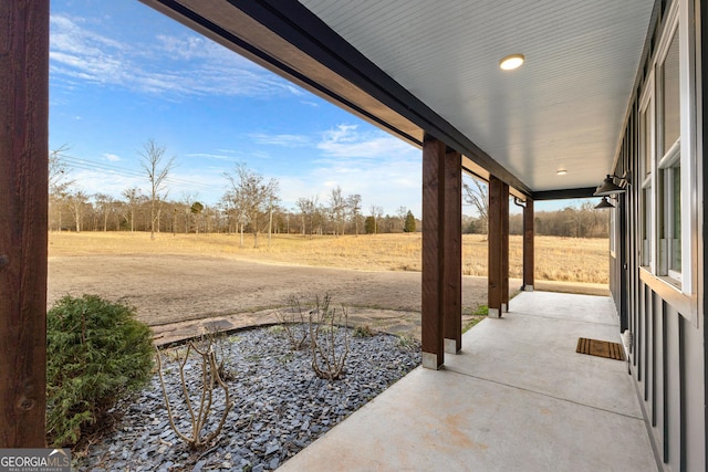 view of patio featuring a rural view