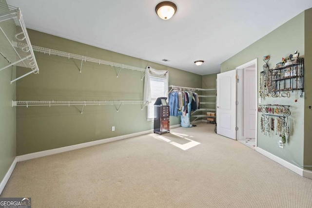 spacious closet with carpet