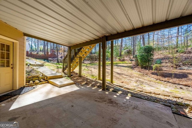 view of patio / terrace with stairway