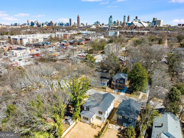 drone / aerial view with a view of city